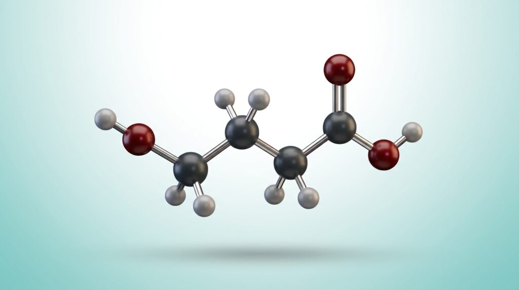 3D-Molekülstruktur von Gamma-Hydroxybuttersäure (GHB)
